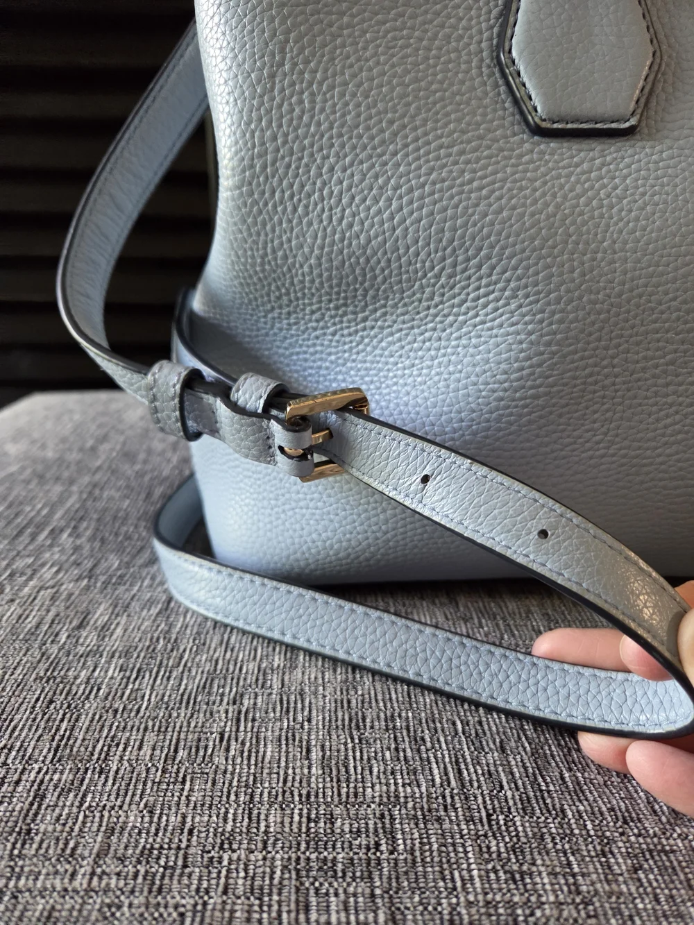 MICHAEL KORS Camille Blue Pebbled Leather Satchel Crossbody Bag